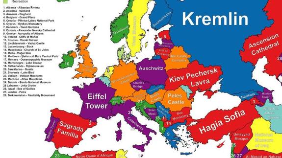 El mapa con los lugares con mayor interés a la hora de viajar