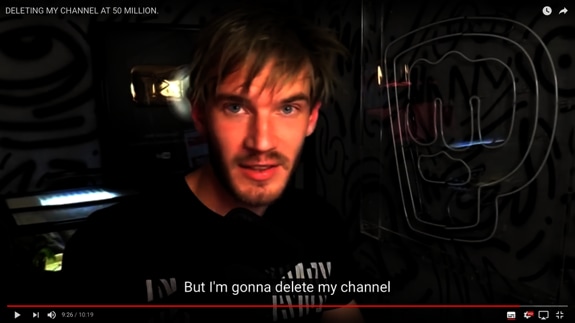 PewDiePie anuncia en un vídeo que abandonará YouTube en protesta por la nueva fórmula de evaluación. 