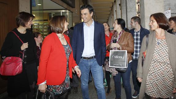Miriam Andrés y Pedro Sánchez en Palencia.