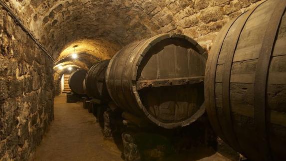 Barricas en la bodega de Remigio de Salas, en Dueñas.