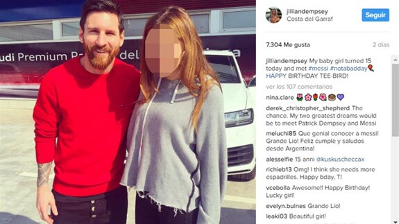 La hija de Patrick Dempsey, ferviente admiradora de Messi