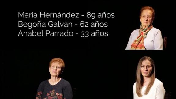 Una de las imágenes del vídeo elaborado en Renedo con tres generaciones de mujeres. 