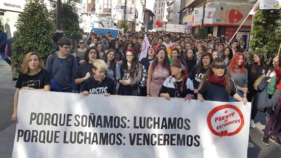 Manifestación de estudiantes esta mañana.