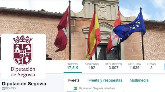 Página de Twitter de la Diputación de Segovia.