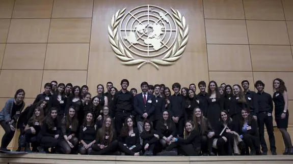 Los integrantes de la JOSVa, durante su visita a la sede de la ONU. 