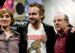 Nathalie Poza, Tristán Ulloa y Emilio Gutiérrez Caba, ayer en Málaga. / ZAPATA-EFE