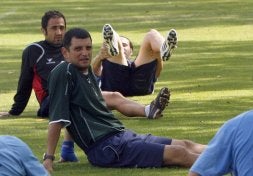 Pescarolo, en primer término, en un entrenamiento. /M. FUENTE