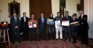 De izquierda a derecha, Eduardo García Rodríguez -Iberbanda-, Javier Escribano -gerente de El Norte de Castilla Digital-, Juan Carlos de la Peña, Enrique Martín -presidente de la Diputación-. Elena Sánchez, José Antonio Adán, Álvaro Montoya -alcalde de Hornillos-, Lourdes Hoyos y Javier García Escudero -delegado de El Norte en Palencia-. ::                             M. DE LA FUENTE