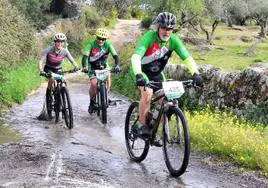 Tres cicloturistas en la XI Ruta del Vino y el jamón