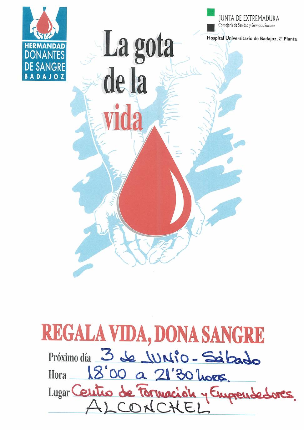 Cartel de la donación de sangre de este sábado.