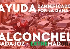 Cartel diseñado para canalizar la ayuda para Valencia desde Alconchel.