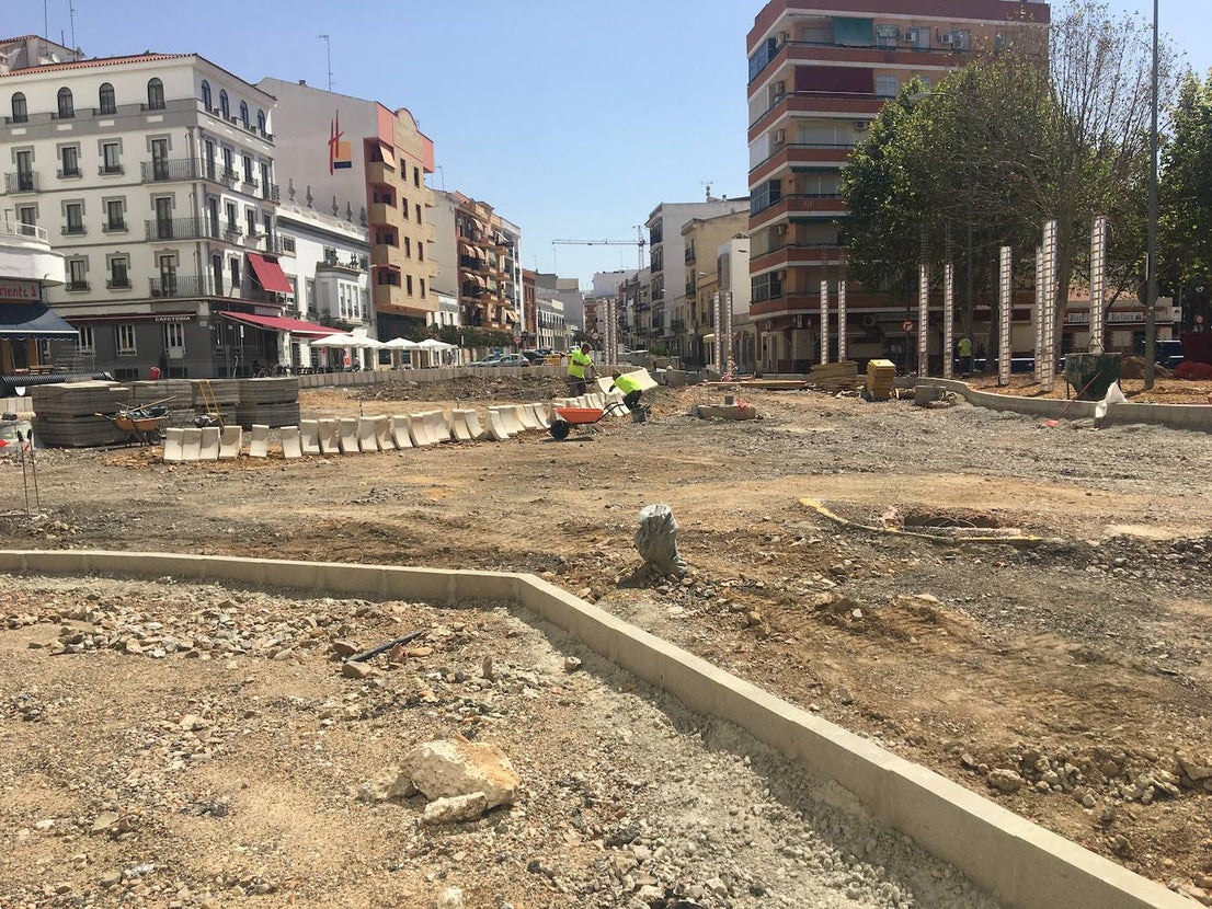 Las obras de la plaza de Extremadura se están ejecutando en plazo. 