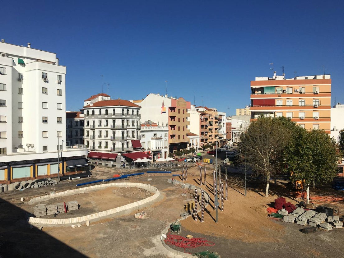 Las obras de la plaza de Extremadura se están ejecutando en plazo. 