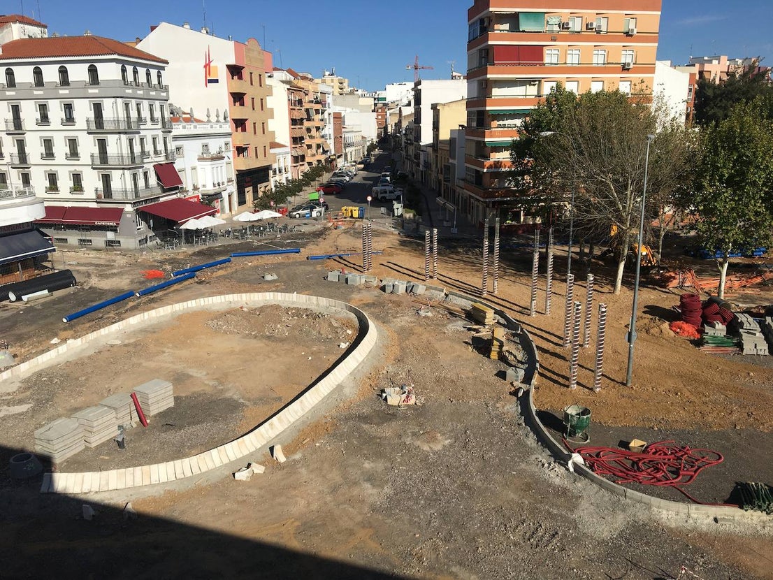 Las obras de la plaza de Extremadura se están ejecutando en plazo. 