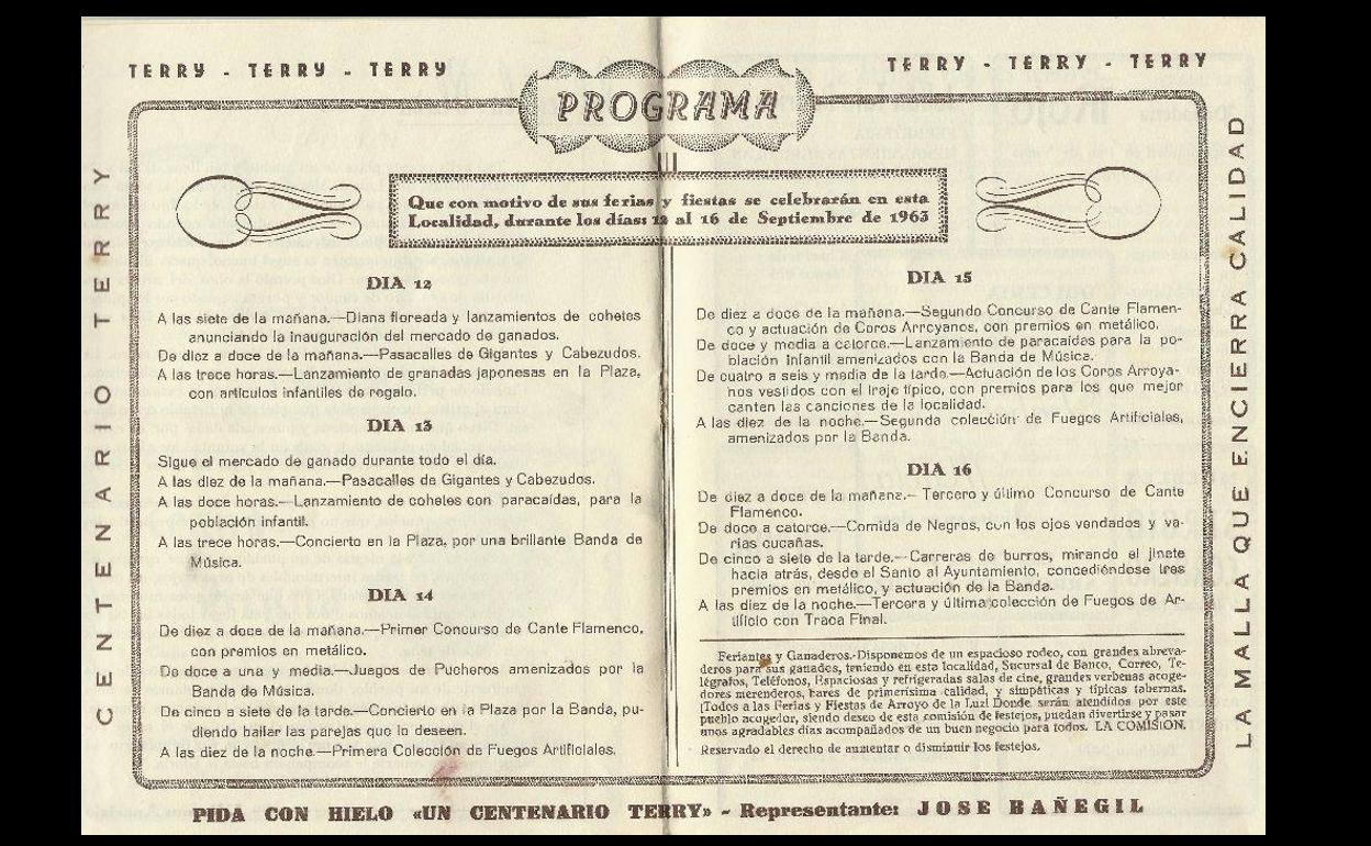 Programa de las fiestas de septiembre de Arroyo de la Luz en el año 1963. 