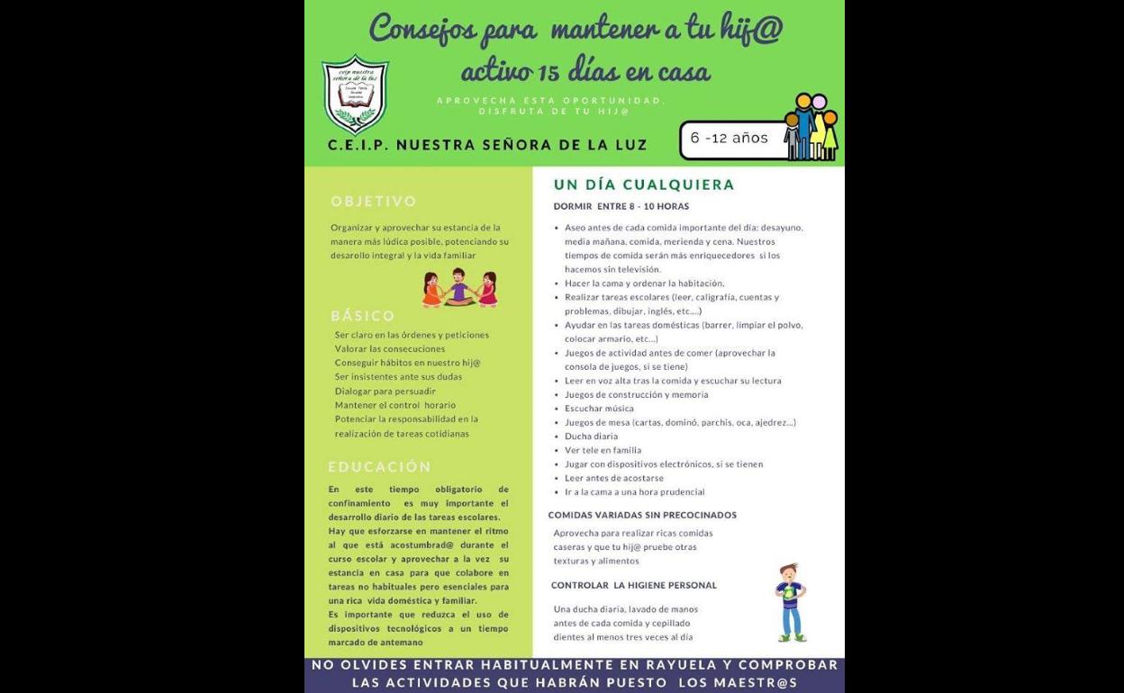 El CEIP Ntra. Sra. de la Luz comparte consejos para mantener activos a los más pequeños durante el aislamiento
