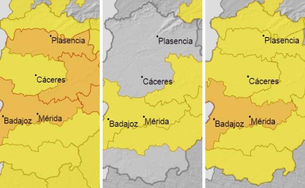 Alertas activas del sábado, domingo y lunes. 