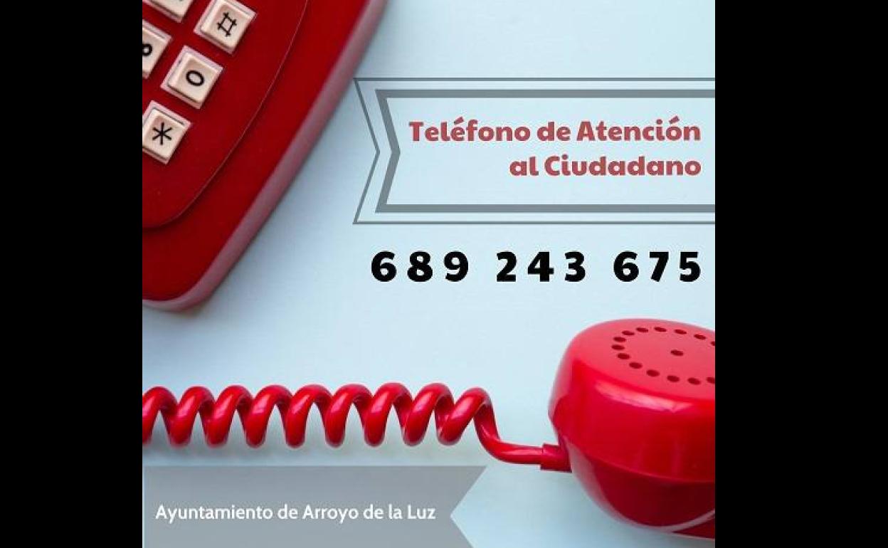 El Ayuntamiento de Arroyo de la Luz habilita el Teléfono de Atención al Ciudadano