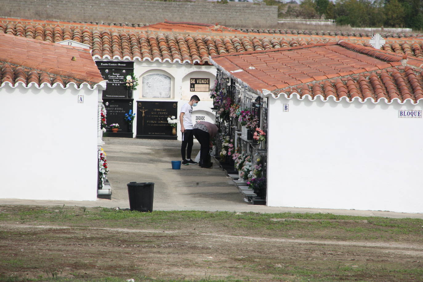 Imagen secundaria 2 - Pocas personas visitando y arreglando los panteones hoy, 1 de noviembre. 