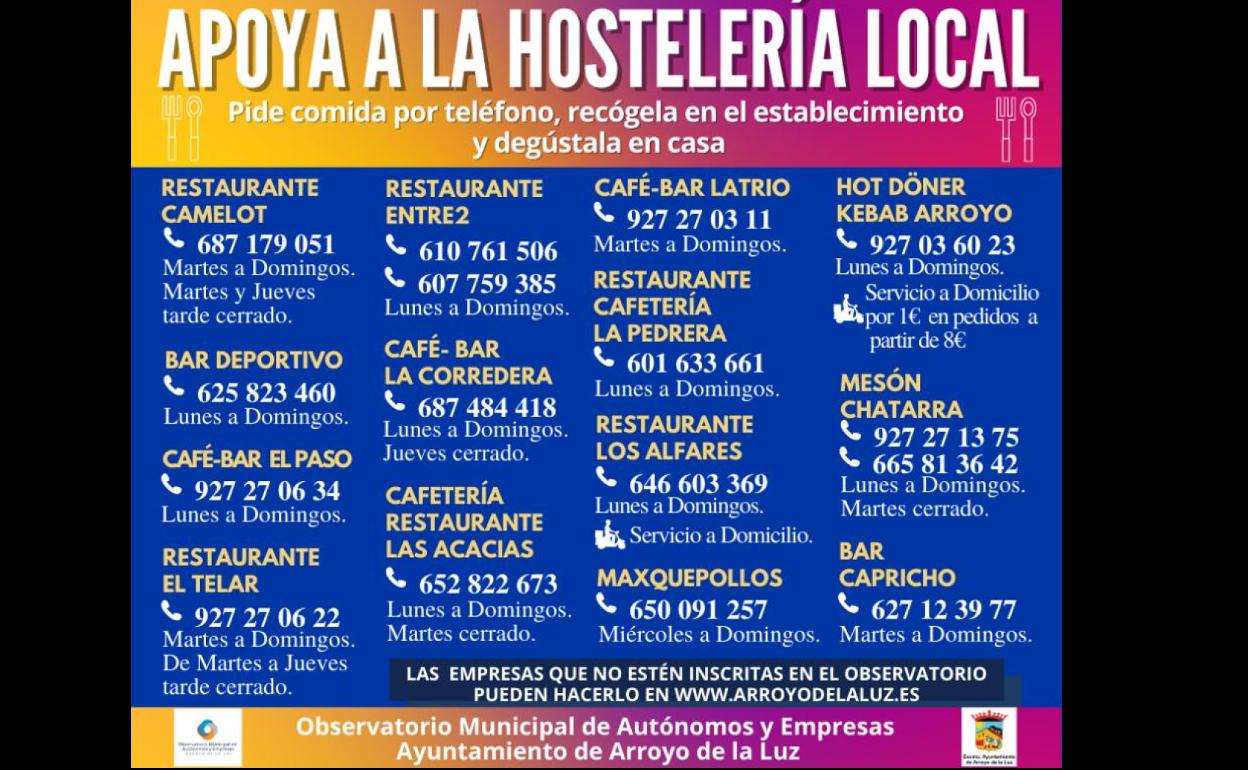 El Ayuntamiento arroyano lanza una campaña de apoyo a la hostelería local