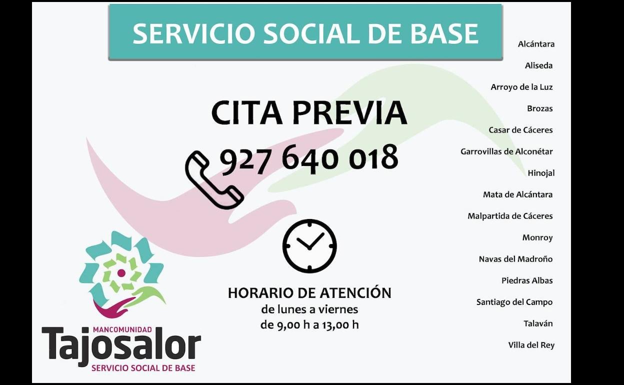 Los vecinos de la Mancomunidad Tajo Salor pueden pedir cita previa para el Servicio Social de Base