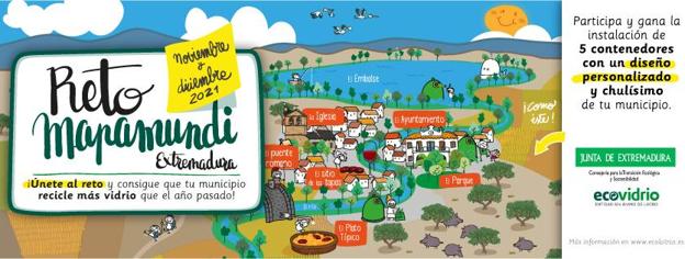 Imagen principal - El Ayuntamiento se une al 'Reto Mapamundi' con el reciclado de envases de vidrio