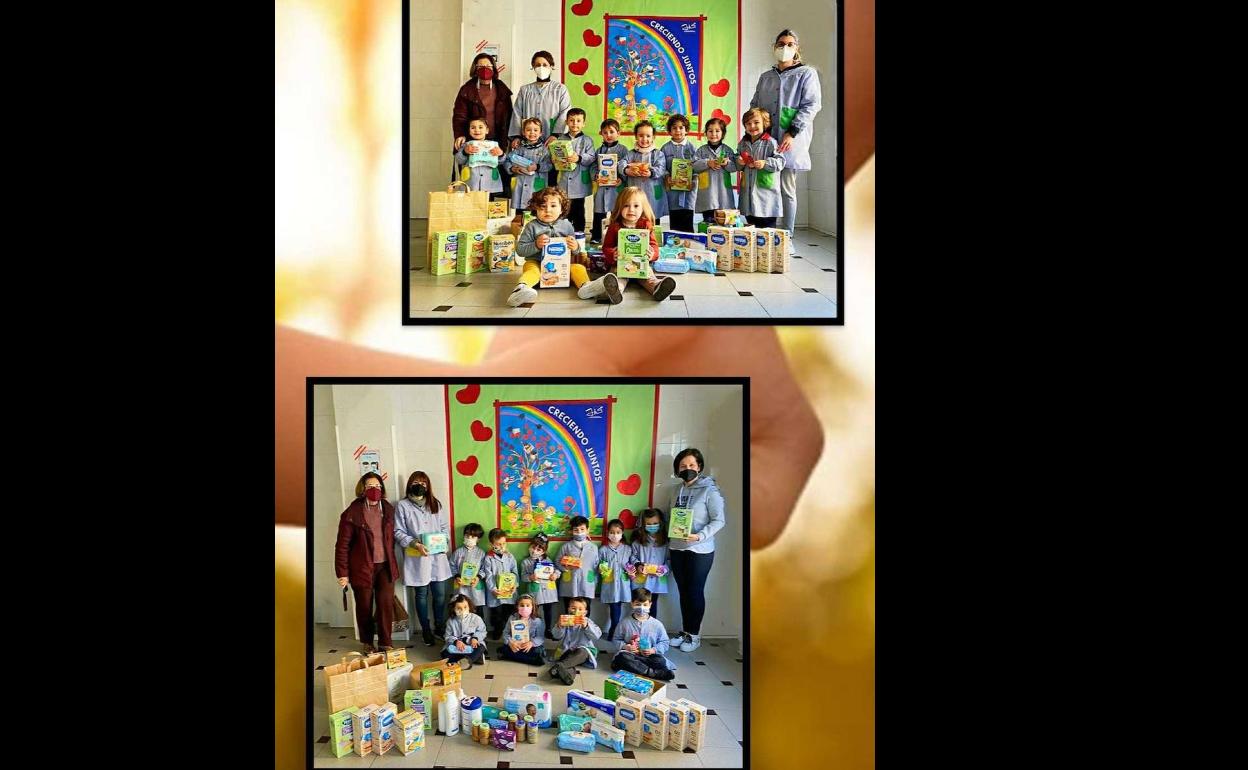 Entrega de los productos recaudados para la asociación Red Madre. 