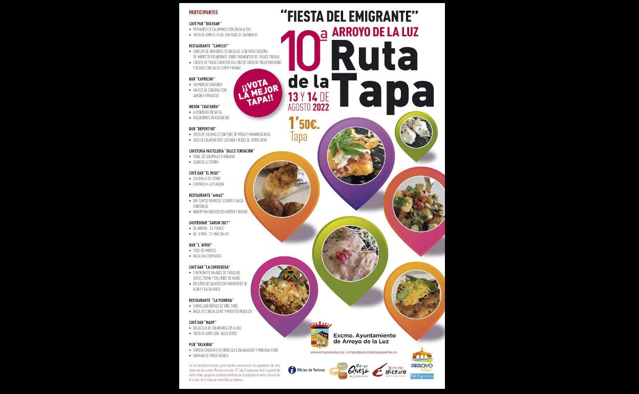 Llega la X Ruta de la Tapa de Arroyo de la Luz