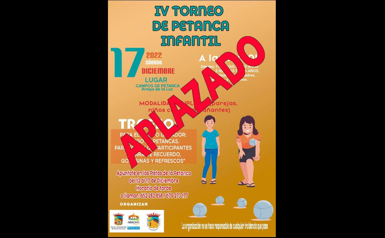 Aplazado el IV Torneo de Petanca Infantil
