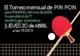 El ECJ adelanta al jueves el Torneo de Pin Pon