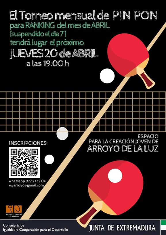 El ECJ adelanta al jueves el Torneo de Pin Pon