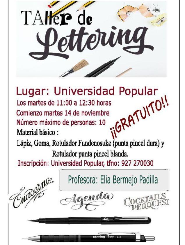 Taller de lettering dentro del Noviembre Cultural