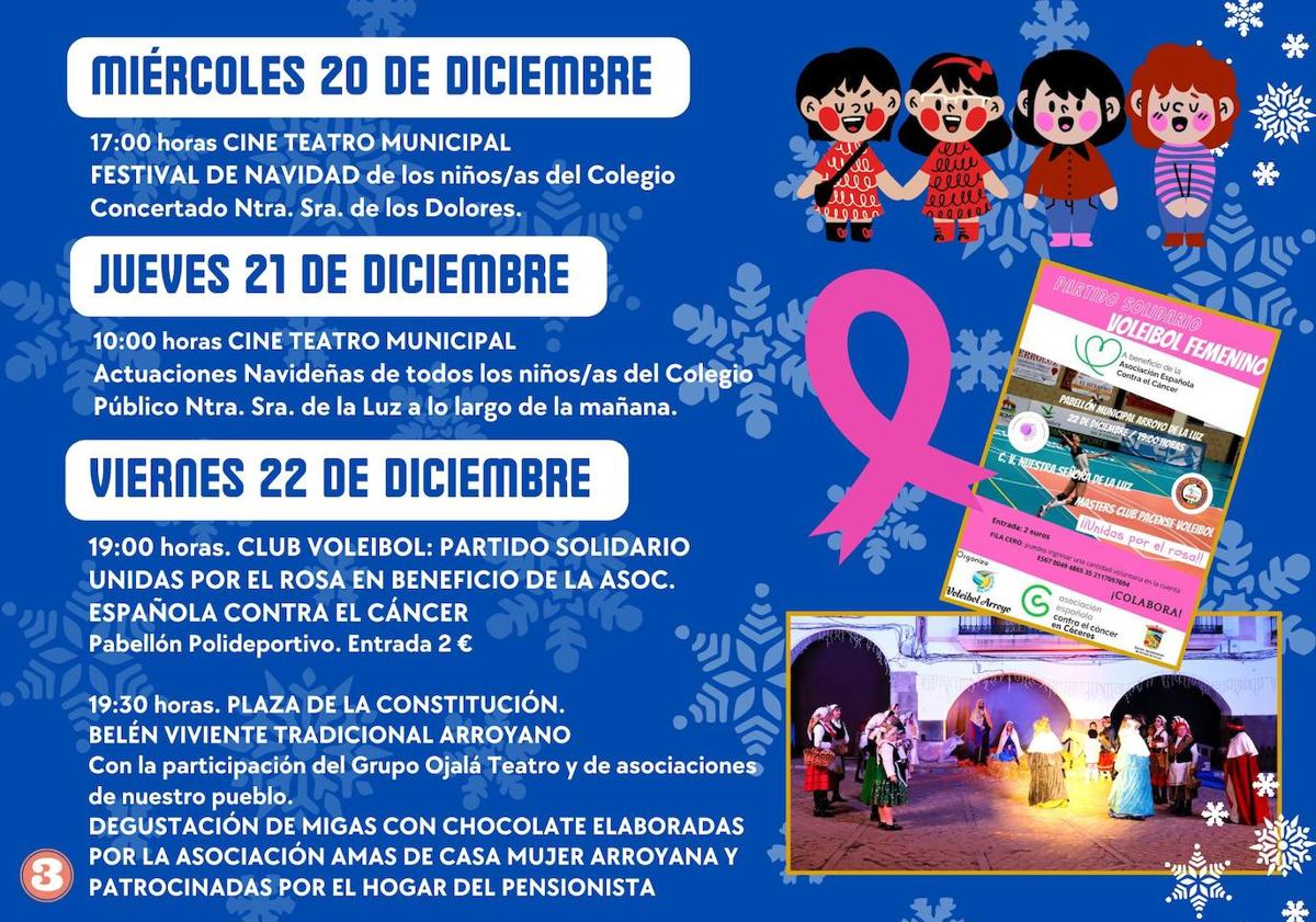 Imagen principal - El Ayuntamiento de Arroyo de la Luz organiza un nutrido programa de eventos para disfrutar de la Navidad