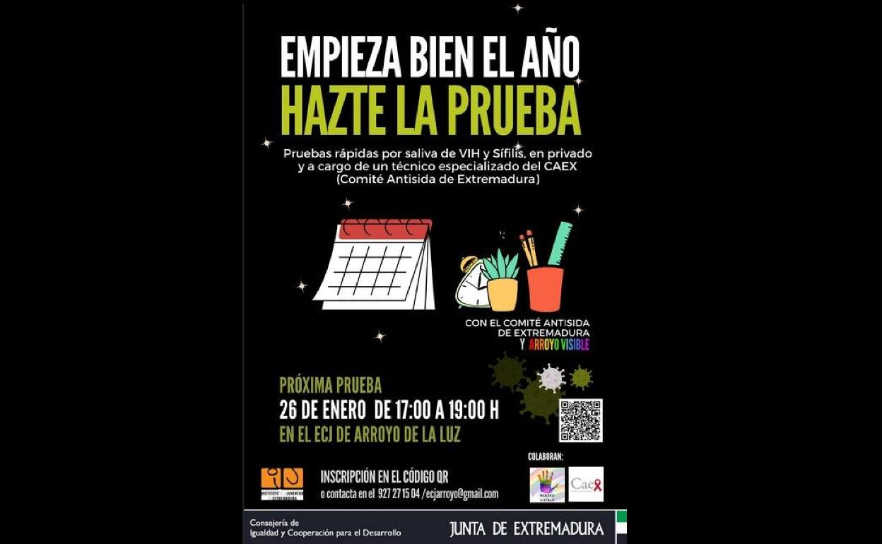 Nueva campaña de pruebas rápidas de VIH y sífilis en el ECJ de Arroyo de la Luz