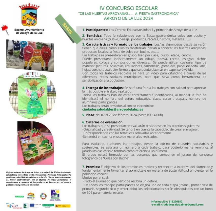 El Ayuntamiento organiza el IV Concurso Escolar 'De las Huertas Arroyanas a Fiesta Gastronómica'