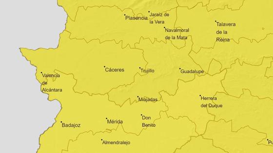 La lluvia y el viento ponen a toda Extremadura en alerta amarilla