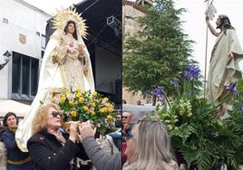 La Virgen y Cristo se encontraron este año en mitad de la Plaza de la Constitución.