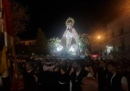 Llegada de la Virgen a la plaza de la Constitución el pasado 4 de abril.