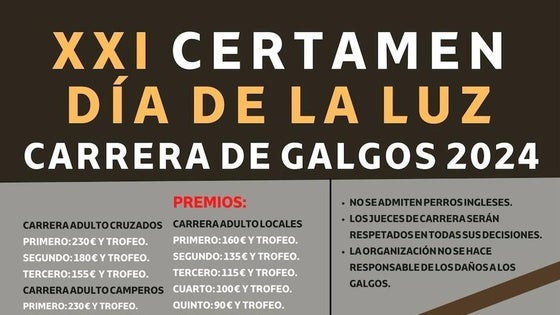 Este fin de semana se celebra el XXI Certamen Carrera de Galgos Día de la Luz
