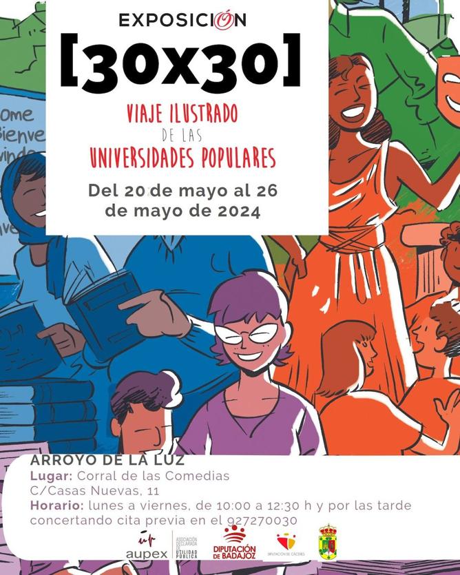 Llega a Arroyo de la Luz la exposición '(30×30) Viaje ilustrado de las Universidades Populares'