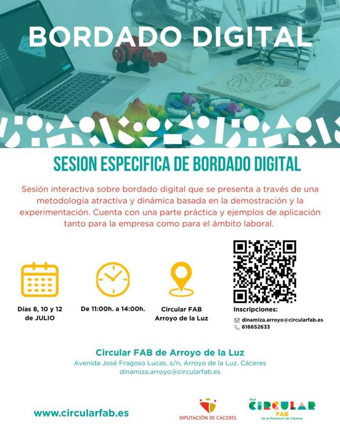 Nuevas sesiones de Bordado Digital en el Circular FAB de Arroyo de la Luz
