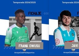 Frank Owusu, Javi Ríos y Luis Collado, nuevos fichajes del Arroyo CP