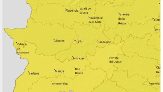 La AEMET activa la alerta amarilla por lluvias para el próximo jueves