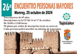 Inscripciones para asistir al Encuentro de Personas Mayores en Monroy