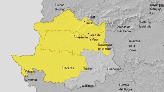 Alerta amarilla por lluvias en la provincia cacereña