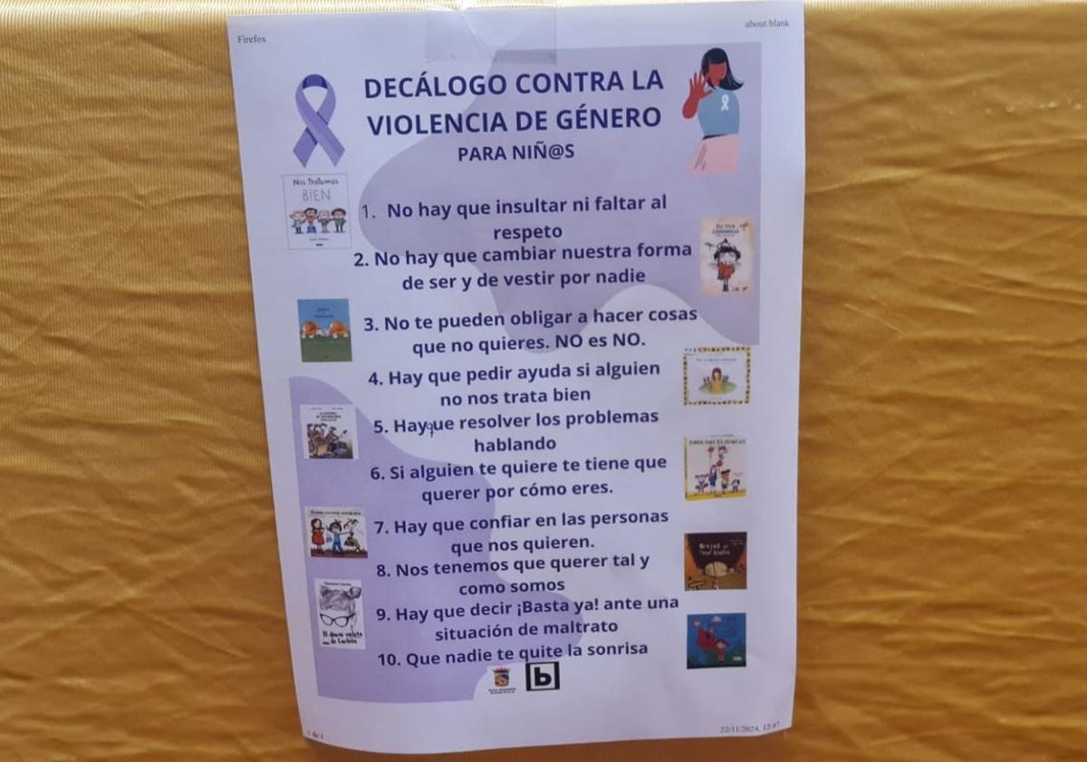 Imagen principal - La biblioteca arroyana se une a la conmemoración del 25 N