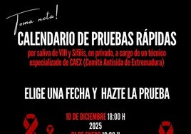 Nueva cita para las pruebas rápidas de VIH y Sífilis en el ECJ de Arroyo de la Luz