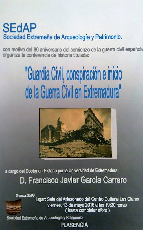 El arroyano Francisco Javier García ofrece una conferencia con motivo del 80 aniversario del comienzo de la guerra civil española