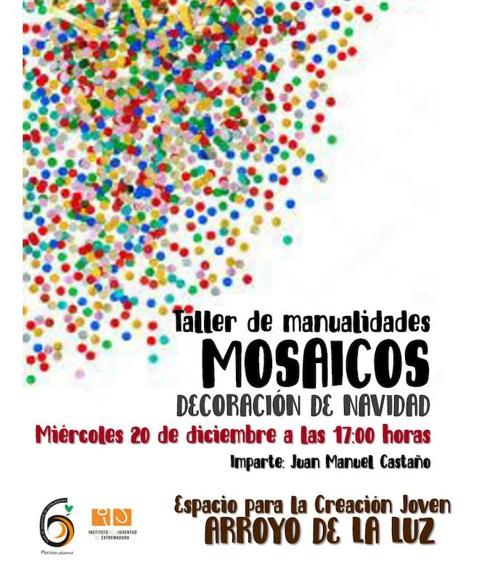 El ECJ de Arroyo de la Luz acogerá el taller de manualidades Mosaicos de decoración de Navidad
