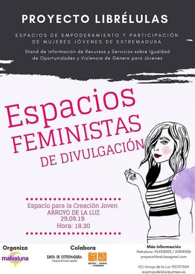 El ECJ de Arroyo de la Luz acogerá el próximo sábado un Espacio Feminista de Divulgación de la Asociación Malvaluna